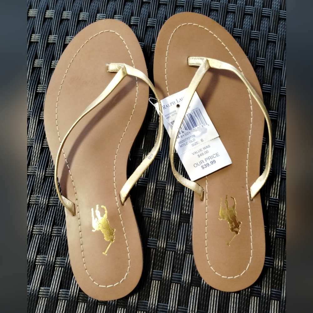 NWT Ralph Lauren women's gold size 6 sandals